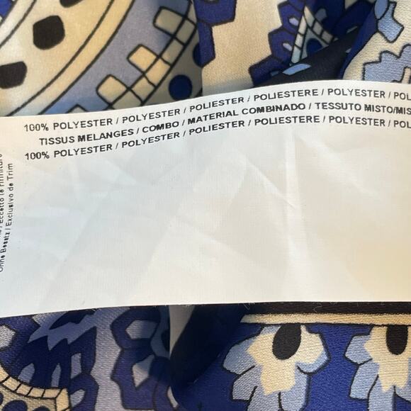 Joseph Ribkoff Vintage Retro Top Womens Size 8 Blue Swirl Keyhole Career Blouse - Picture 5 of 7